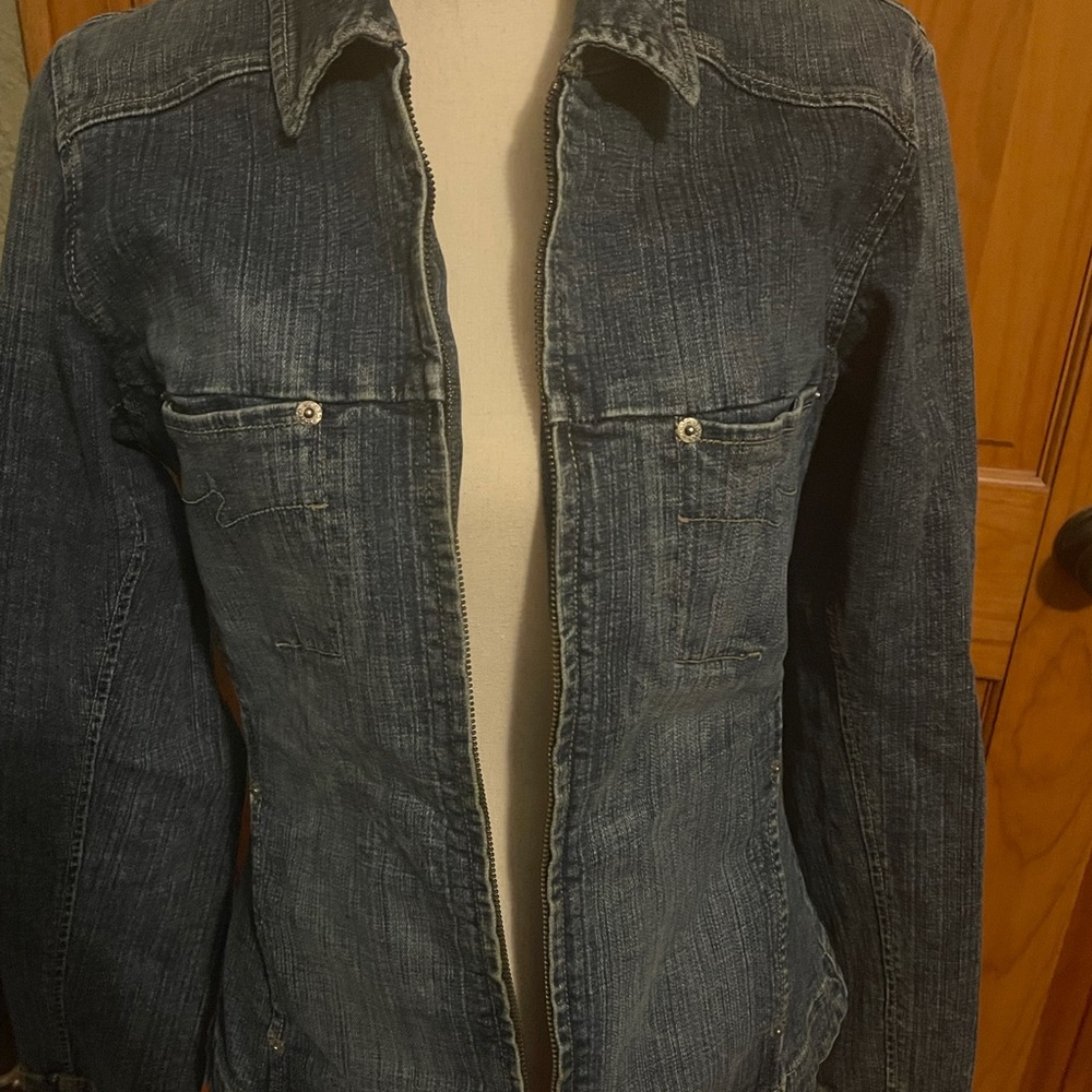Silver Jeans, blue Jean zip up jacket, size large